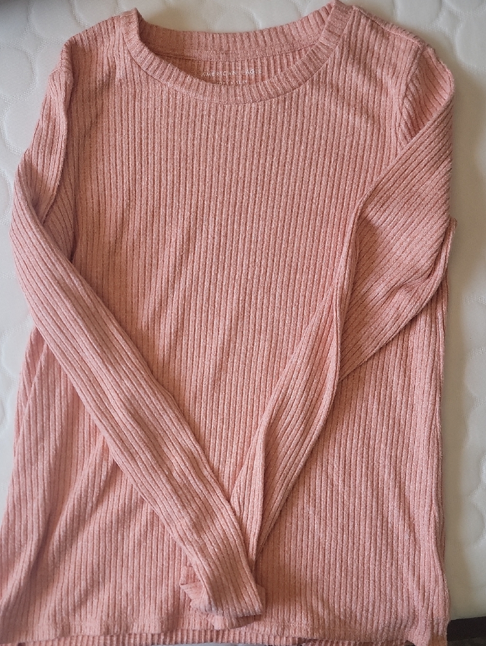 American Eagle Dusty Pink Ribbed Long Sleeve Top